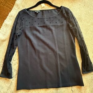 Talbots Black Sheer Polka Dot Blouse